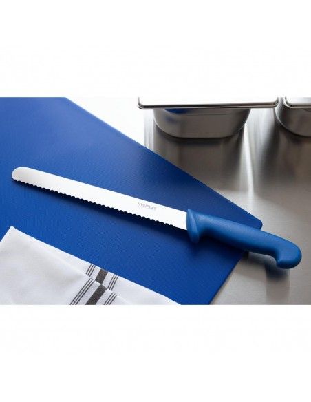 Couteau à génoise dentelé Hygiplas bleu 254 mm