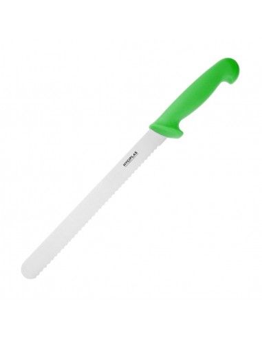 Couteau à génoise dentelé Hygiplas vert 254mm