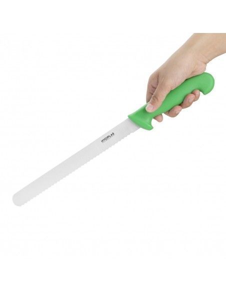 Couteau à génoise dentelé Hygiplas vert 254mm