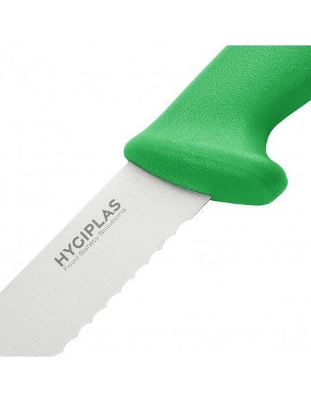 Couteau à génoise dentelé Hygiplas vert 254mm