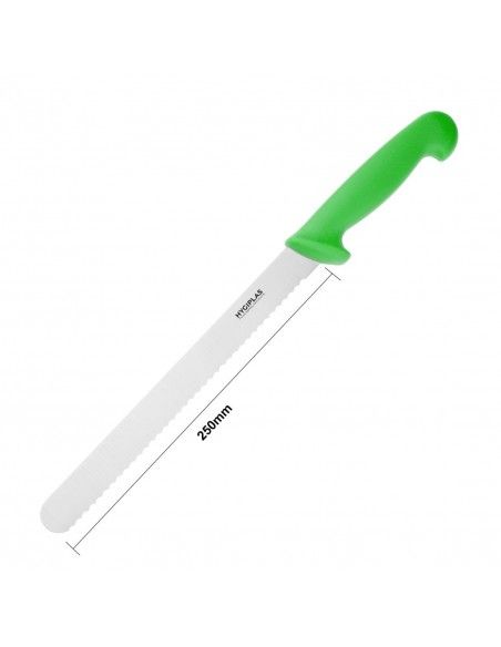 Couteau à génoise dentelé Hygiplas vert 254mm