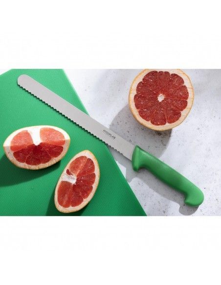 Couteau à génoise dentelé Hygiplas vert 254mm