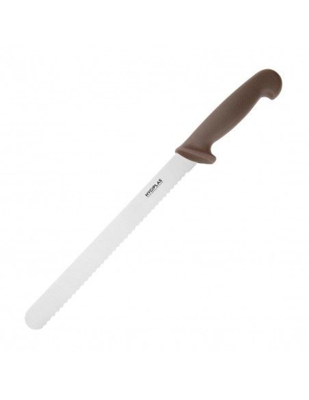 Couteau à génoise dentelé Hygiplas marron 254mm