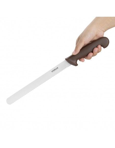 Couteau à génoise dentelé Hygiplas marron 254mm