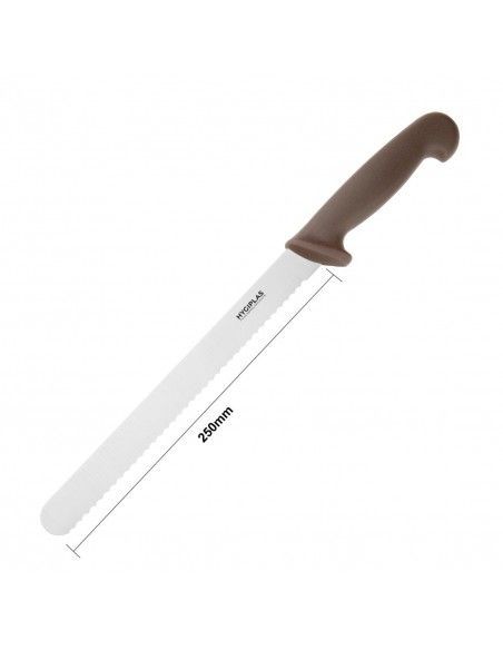 Couteau à génoise dentelé Hygiplas marron 254mm