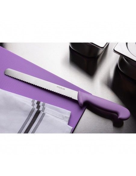 Couteau à génoise dentelé Hygiplas violet 254mm
