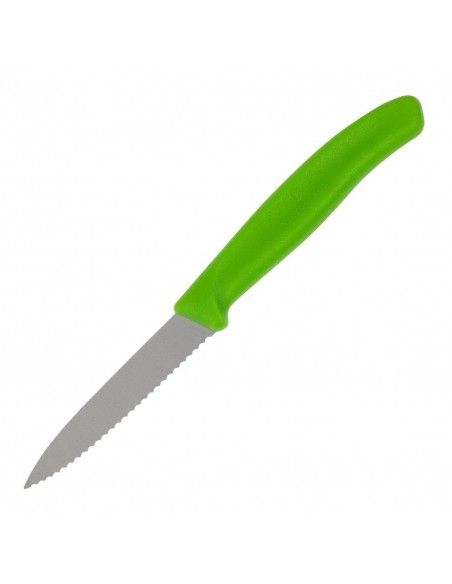 Couteau d'office lame dentée bout pointu Victorinox vert 80mm