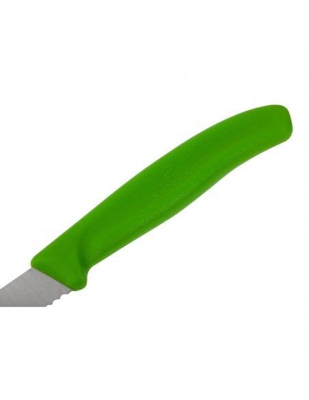 Couteau d'office lame dentée bout pointu Victorinox vert 80mm