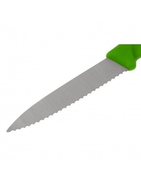 Couteau d'office lame dentée bout pointu Victorinox vert 80mm