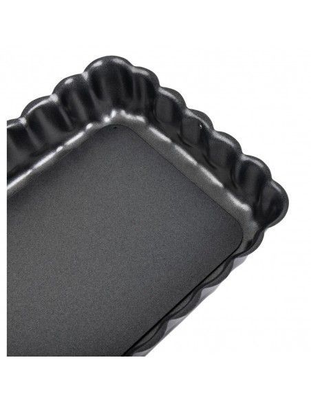 Moule à tarte rectangulaire antiadhésif avec fond amovible De Buyer 36cm