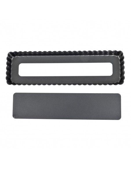 Moule à tarte rectangulaire antiadhésif avec fond amovible De Buyer 36cm