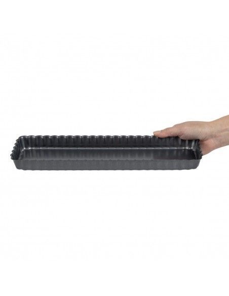Moule à tarte rectangulaire antiadhésif avec fond amovible De Buyer 36cm