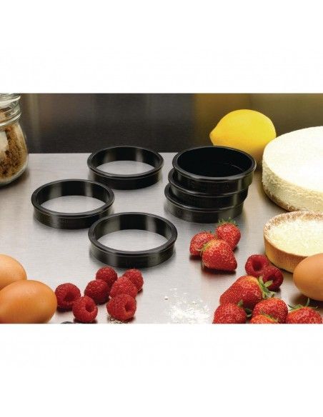 Cercles à tarte Exoglass Matfer Bourgeat 80 mm (lot de 6)