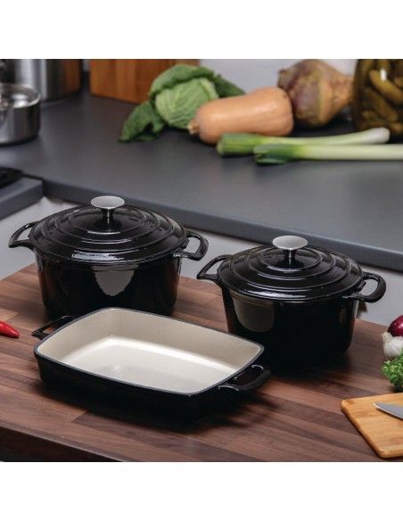 Ensemble 3 pièces cocottes et plat à rôtir en fonte Vogue Cook Like A Pro