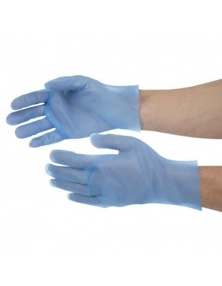 Gants alimentaires en TPE non poudrés bleus Nisbets Essentials S (lot de 200)