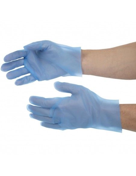 Gants alimentaires en TPE non poudrés bleus Nisbets Essentials S (lot de 200)