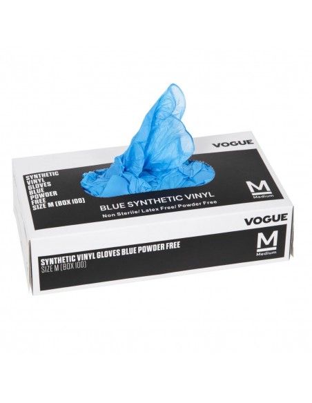Gants alimentaires en vinyle non poudrés Hygiplas bleus M (Lot de 100)