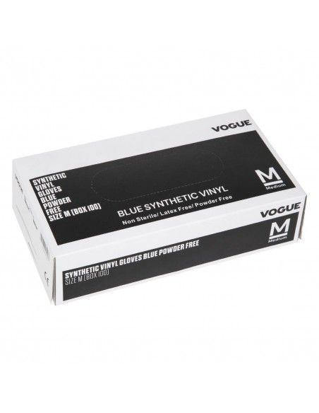 Gants alimentaires en vinyle non poudrés Hygiplas bleus M (Lot de 100)