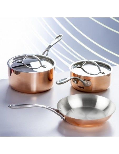 Batterie de cuisine en cuivre triple parois 3 pièces Vogue Cook Like A Pro