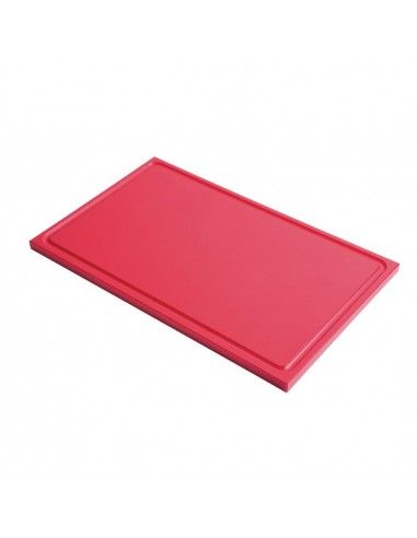Planche à découper avec rigole GN1/2 en polyéthylène haute densité Gastro M  rouge