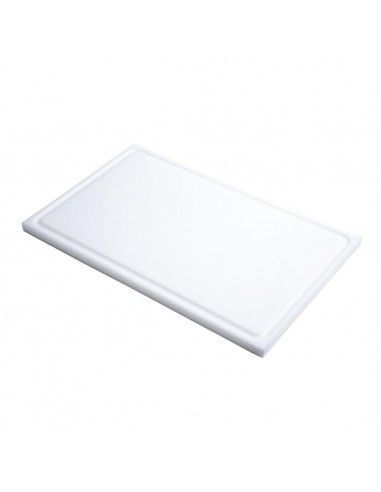 Planche à découper avec rigole GN1/1 en polyéthylène haute densité Gastro M  blanche