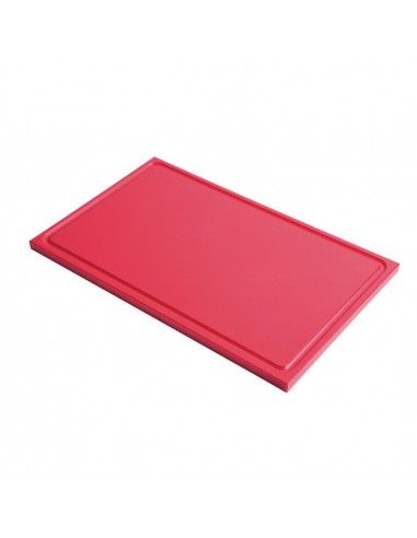 Planche à découper avec rigole GN1/1 en polyéthylène haute densité Gastro M  rouge