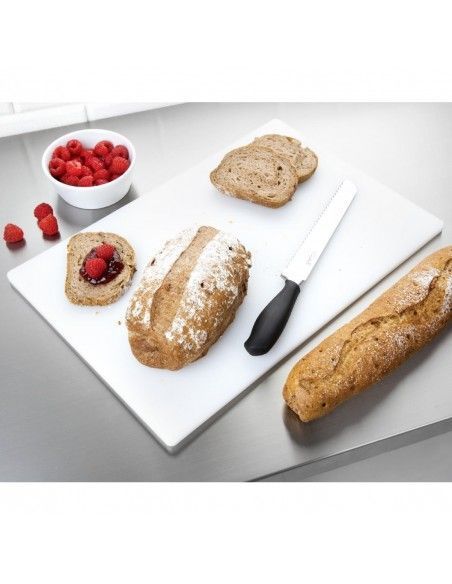 Planche à découper antibactérienne basse densité Hygiplas blanche