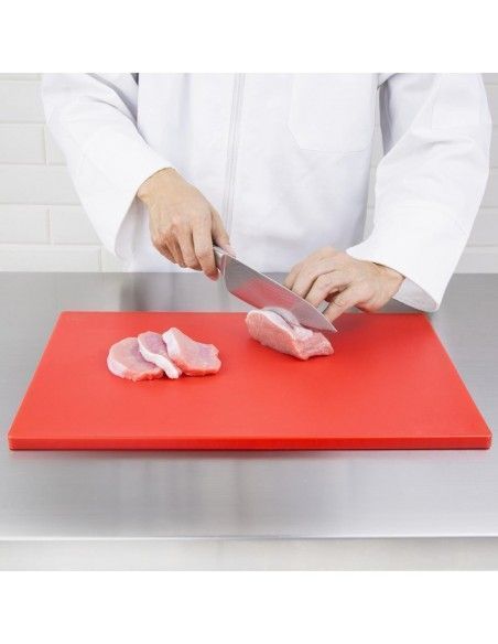 Grande planche à découper épaisse basse densité Hygiplas rouge