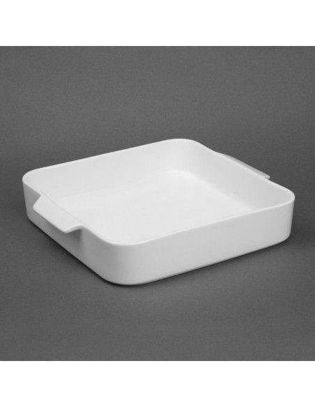Plats à four carrés avec poignées Olympia Whiteware 260x225x50mm (lot de 2)