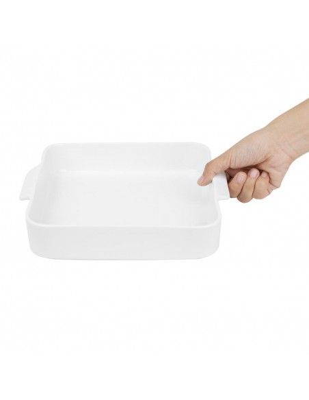 Plats à four carrés avec poignées Olympia Whiteware 260x225x50mm (lot de 2)