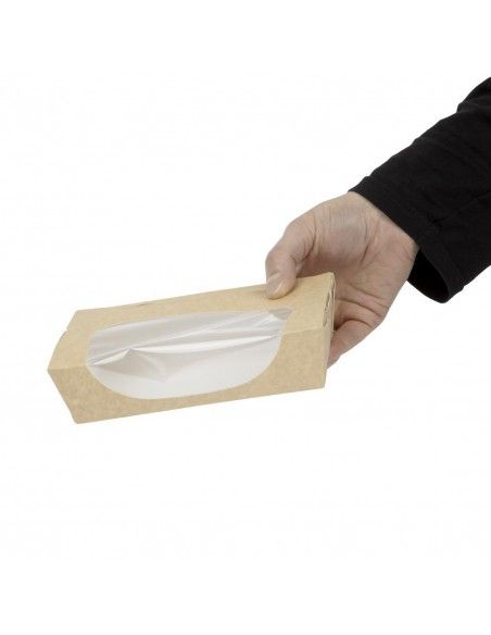 Barquettes à salade kraft recyclables avec fenêtre 1000ml (lot de 200)