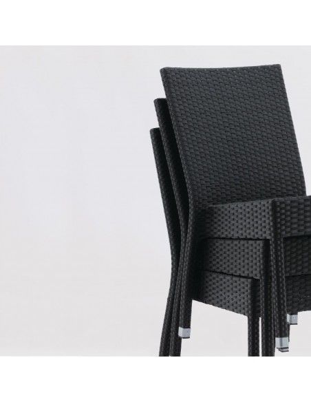 Chaises en rotin PE Bolero anthracite (Lot de 4)