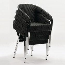 Fauteuils enveloppants bistro en rotin PE anthracite Bolero (lot de 4) 2