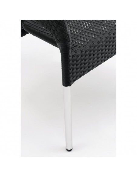 Fauteuils enveloppants bistro en rotin PE anthracite Bolero (lot de 4)