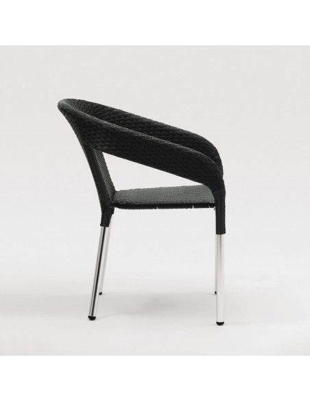 Fauteuils enveloppants bistro en rotin PE anthracite Bolero (lot de 4)