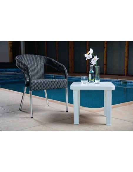Fauteuils enveloppants bistro en rotin PE anthracite Bolero (lot de 4)
