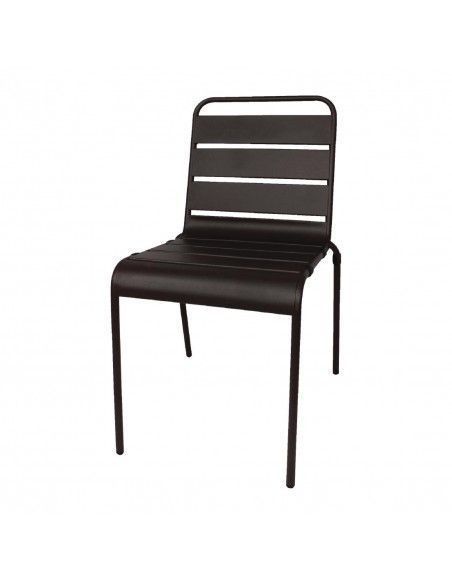 Chaise à lattes en acier Bolero noire lot de 4