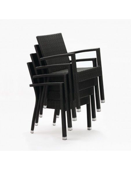 Fauteuils en rotin PE Bolero anthracite (Lot de 4)