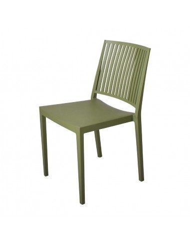 Chaises d'extérieur en polypropylène empilables Baltimore vert olive (lot de 4)