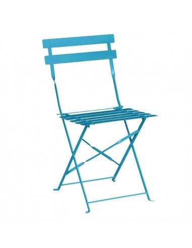 Chaises de terrasse pliantes en acier Bolero bleu turquoise (Lot de 2)