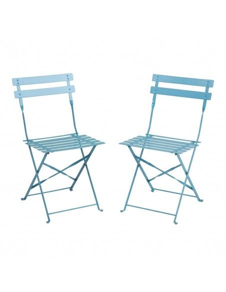 Chaises de terrasse pliantes en acier Bolero bleu turquoise (Lot de 2)