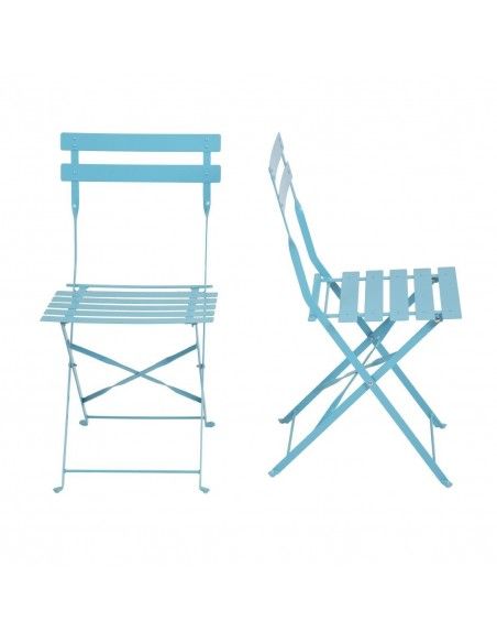 Chaises de terrasse pliantes en acier Bolero bleu turquoise (Lot de 2)