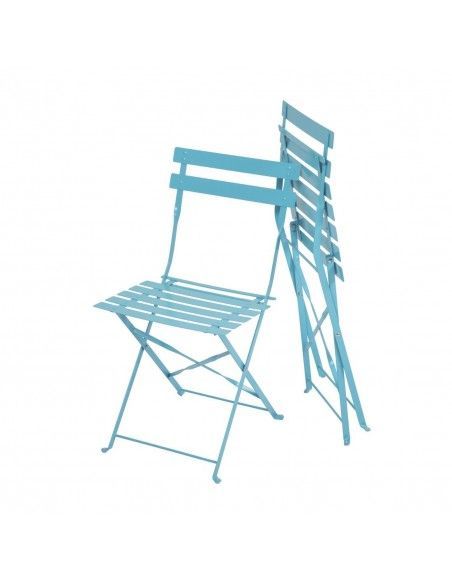 Chaises de terrasse pliantes en acier Bolero bleu turquoise (Lot de 2)