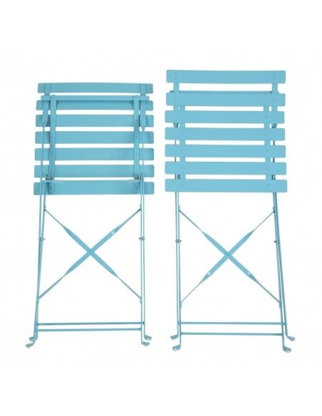 Chaises de terrasse pliantes en acier Bolero bleu turquoise (Lot de 2)