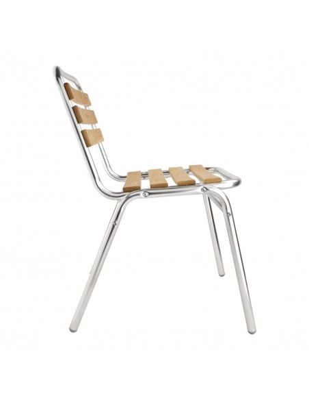 Chaises bistro frêne et aluminium Bolero (Lot de 4)