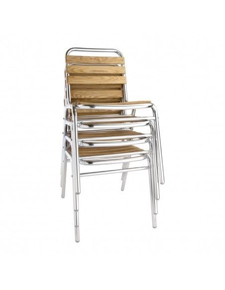 Chaises bistro frêne et aluminium Bolero (Lot de 4)