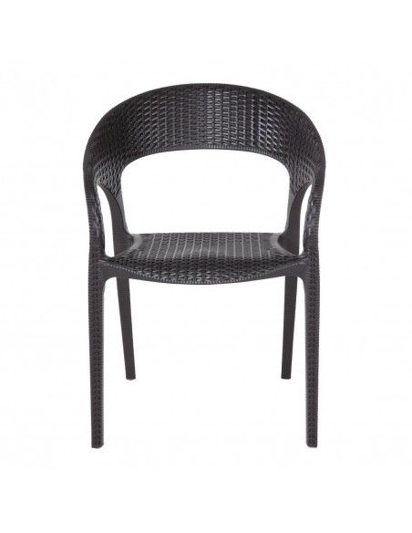 Fauteuils enveloppants en rotin PP Bolero noirs (lot de 4)