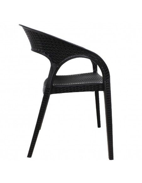 Fauteuils enveloppants en rotin PP Bolero noirs (lot de 4)