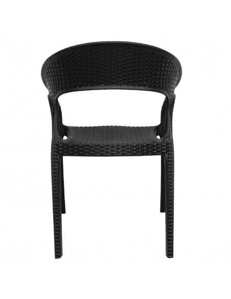 Fauteuils enveloppants en rotin PP Bolero noirs (lot de 4)