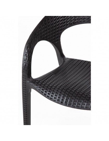Fauteuils enveloppants en rotin PP Bolero noirs (lot de 4)